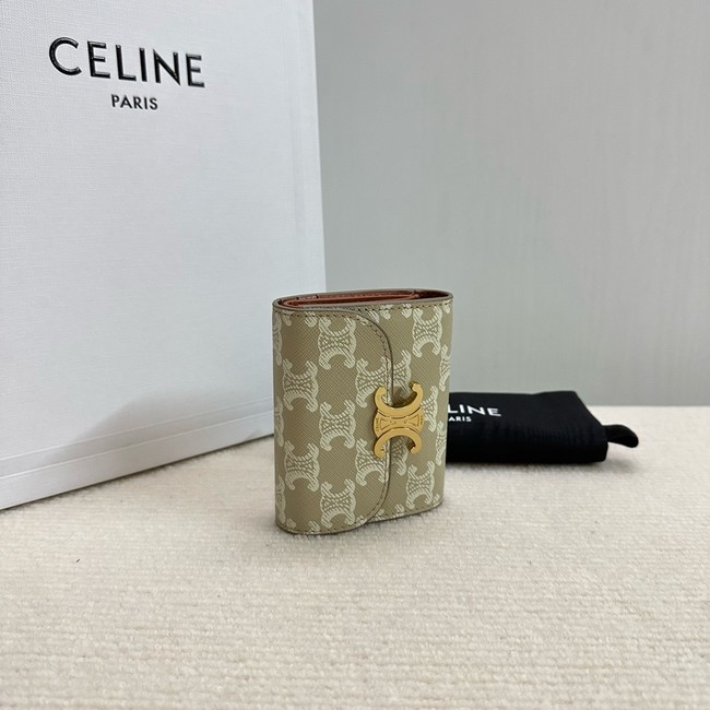 Celine SMALL FLAP WALLET TRIOMPHE IN TRIOMPHE CANVAS 10D783 Off-white