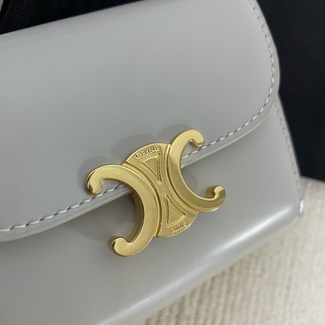Celine TRIOMPHE COMPACT WALLET IN SHINY CALFSKIN 10K623 LIGHT STONE
