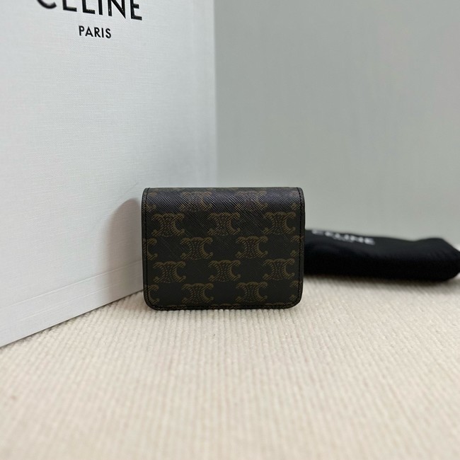 Celine TRIOMPHE COMPACT WALLETIN TRIOMPHE CANVAS 10K623 brown