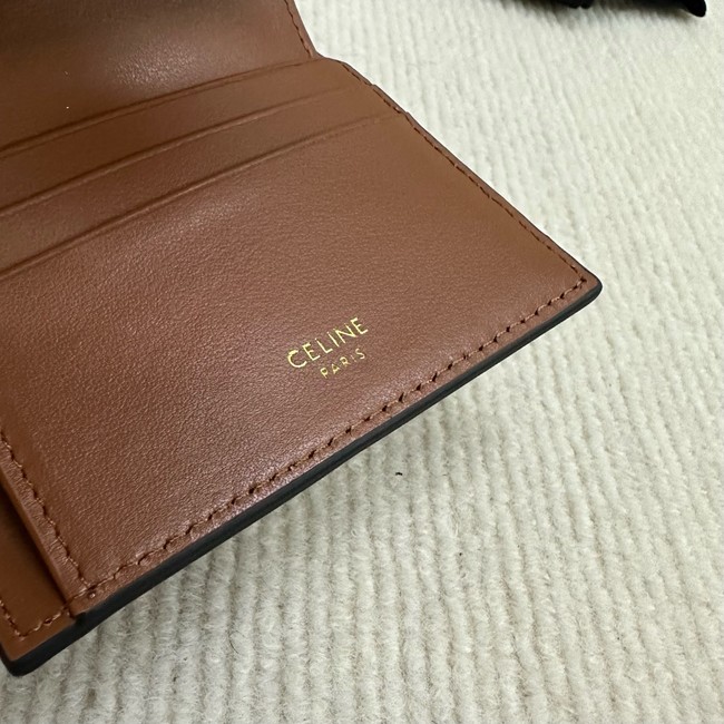 Celine CARD HOLDER WITH FLAP 16 IN SATINATED CALFSKIN 10M523 tan