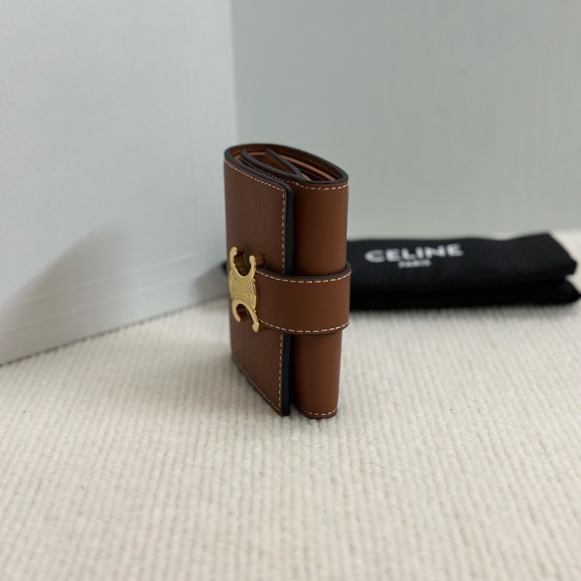 Celine FINE STRAP WALLET NINO IN SUPPLE GRAINED CALFSKIN 10M962 TAN