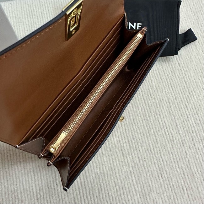 Celine LARGE WALLET TRIOMPHE IN SHINY CALFSKIN 10M033 TAN