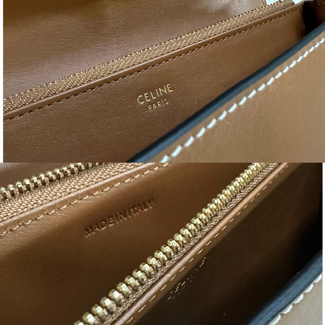 Celine LARGE WALLET TRIOMPHE IN SHINY CALFSKIN 10M033 TAN