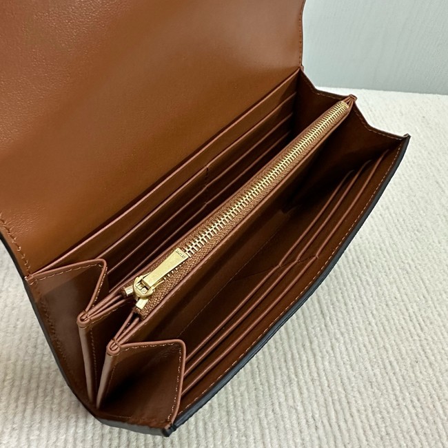 Celine LARGE WALLET TRIOMPHE IN TRIOMPHE CANVAS AND LAMBSKIN 10E313 TAN