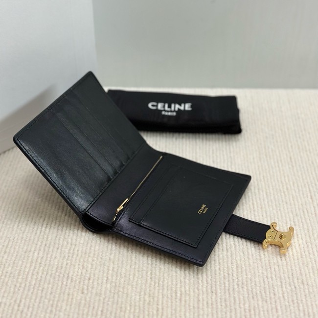 Celine MEDIUM STRAP WALLET NINO IN SUPPLE GRAINED CALFSKIN 10M912 black
