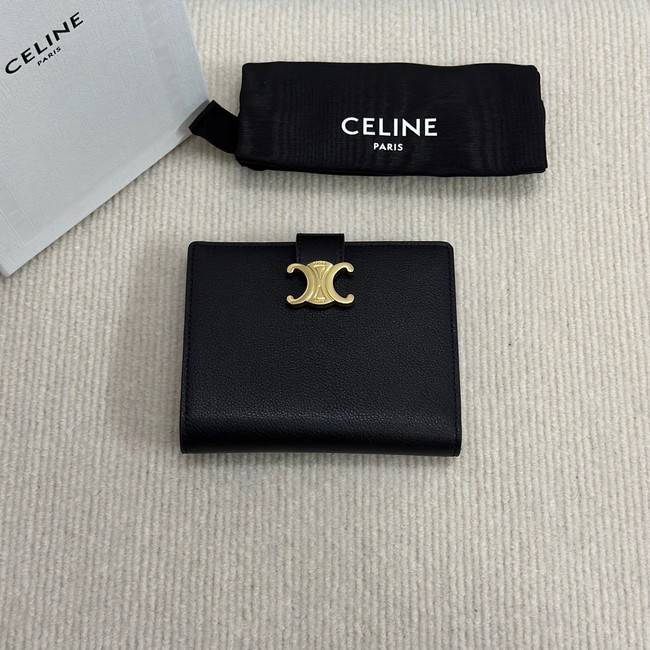 Celine MEDIUM STRAP WALLET NINO IN SUPPLE GRAINED CALFSKIN 10M912 black