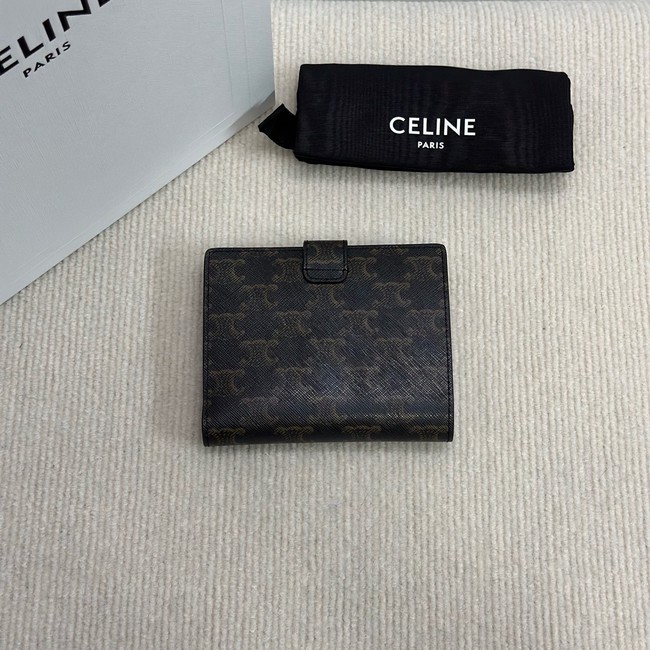 Celine MEDIUM STRAP WALLET NINO IN TRIOMPHE CANVAS AND LAMBSKIN 10M912 TAN