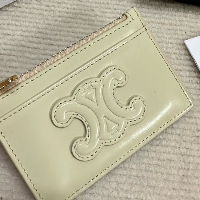 Celine ZIPPED CARD HOLDER IN SMOOTH LAMBSKIN 10K583 Off-white