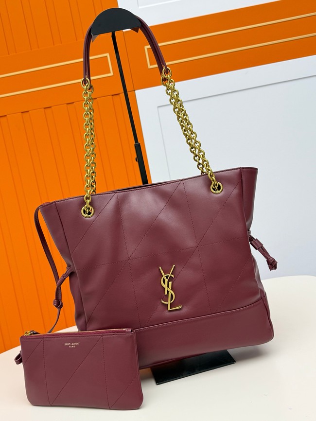 SAINT LAURENT JAMIE SHOPPING SMALL IN LAMBSKIN 833948 ROUGE CABERNET