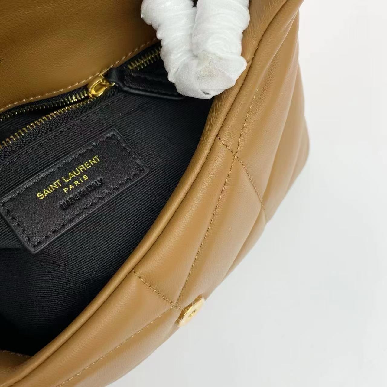 SAINT LAURENT TOY PUFFER IN LAMBSKIN 759337 DARK CORK