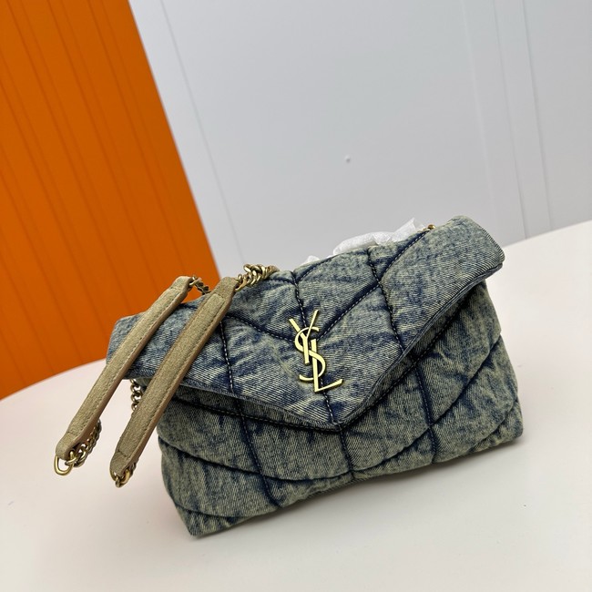 SAINT LAURENT TOY PUFFER IN LAMBSKIN 759337 Denim