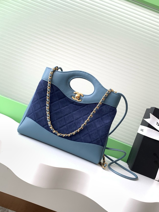 CHANEL 31 MINI SHOPPING BAG Suede Calfskin AS4133 dark blue