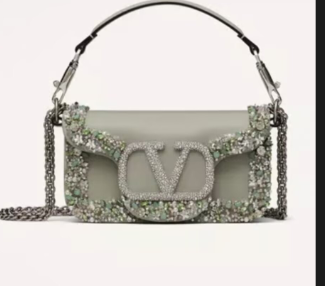 VALENTINO LOCO Small handbag in laminated calfskin WB0K53 sky blue