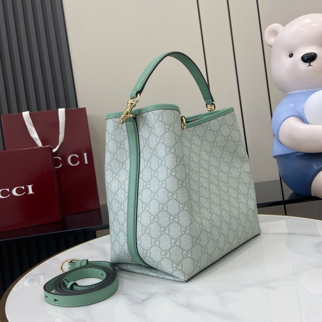 GUCCI GG EMBLEM MEDIUM BUCKET BAG 815103 Sage green