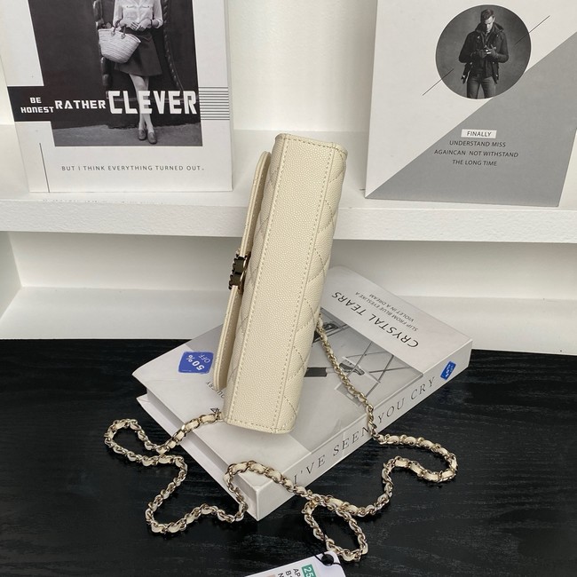 Chanel MINI FLAP BAG CLUTCH WITH CHAIN Gold-Tone Metal AP3238 light yellow