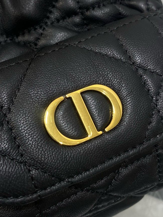 Dior Caro Nano Bucket Bag Macrocannage Lambskin S5250 black