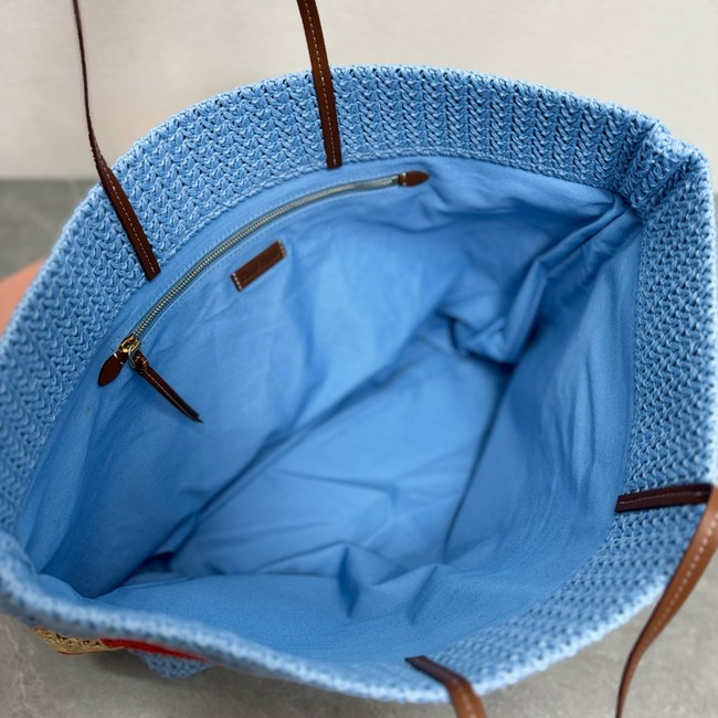 miumiu Raffia effect woven tote bag 5GB228-3