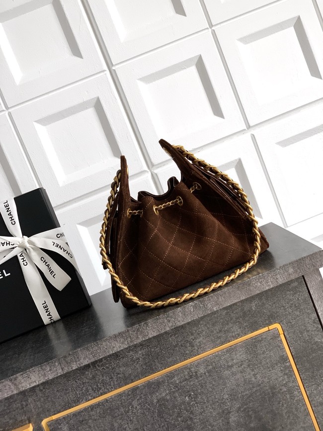 CHANEL 25 MINI HANDBAG Suede AS5631 dark brown