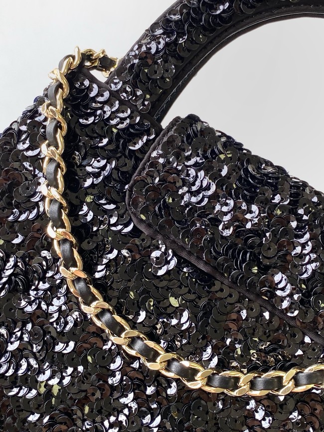 Chanel MINI SHOPPING BAG Fringed Sequins AS4416 black