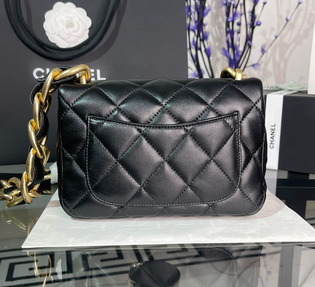 CHANEL SMALL FLAP ORIGINAL LEATHER BAG AS3214 Black