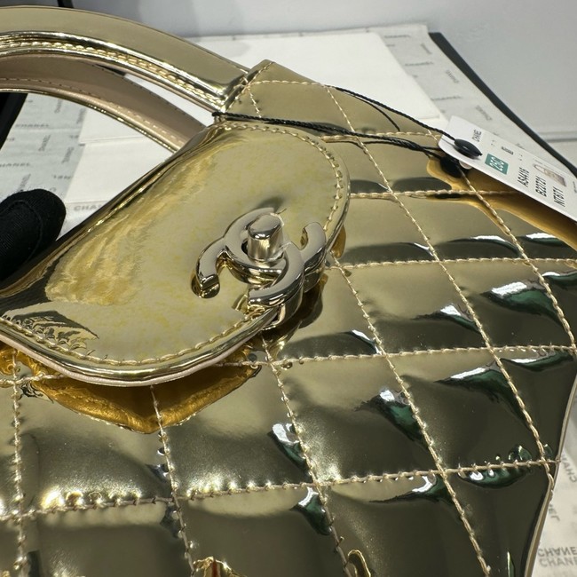 Chanel MINI SHOPPING BAG Patent leather AS4416 gold