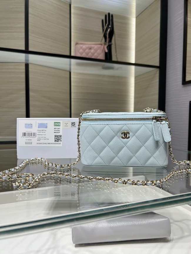 CHANEL Classic Small Vanity with Chain AP1341 light blue