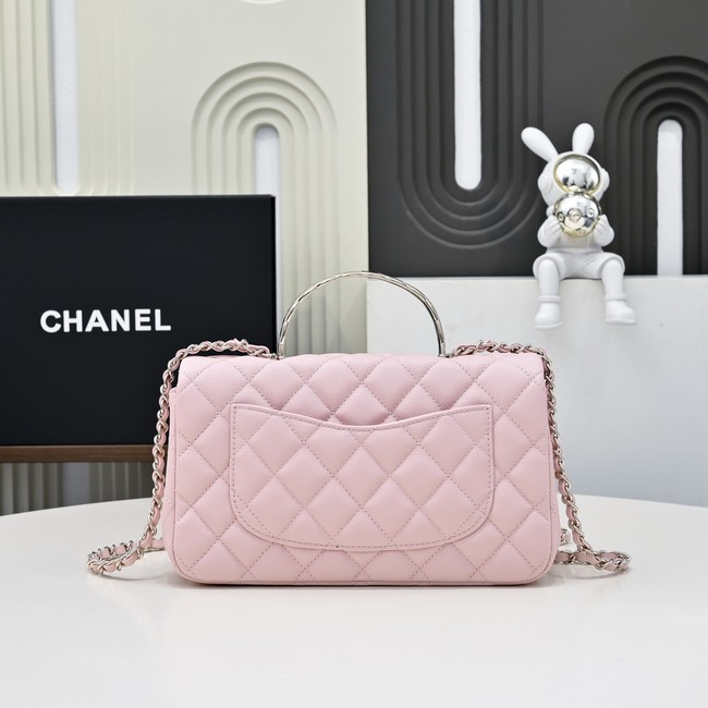 Chanel SMALL FLAP BAG CLUTCH WITH CHAIN Gold-Tone Metal AS5554 PINK