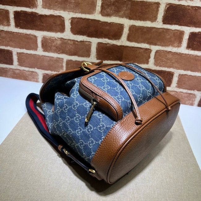 GUCCI Denim BACKPACK WITH INTERLOCKING G 674147 blue