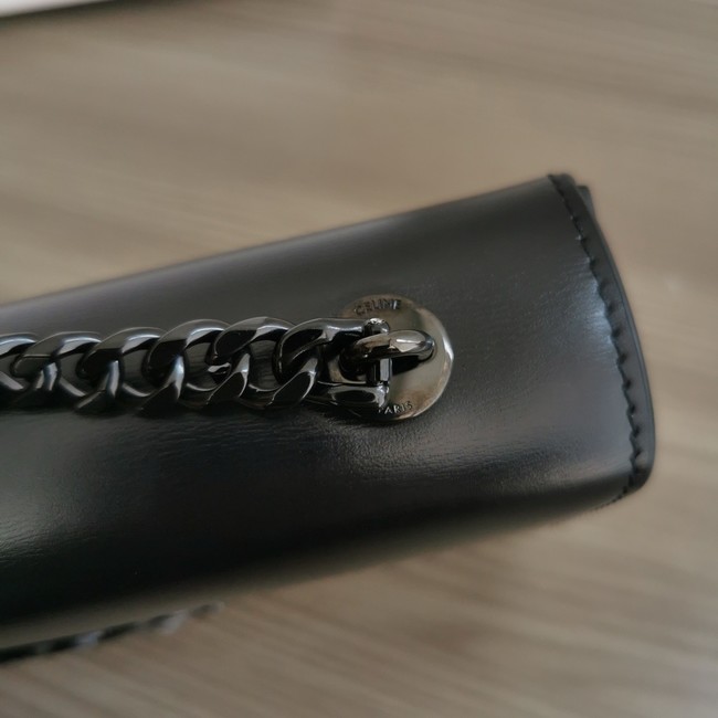 Celine CHAIN SHOULDER BAG TRIOMPHE IN SHINY CALFSKIN 197992 black&black Hardware