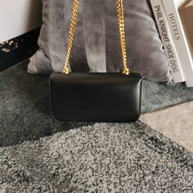 Celine CHAIN SHOULDER BAG TRIOMPHE IN SHINY CALFSKIN 197992 black&gold Hardware