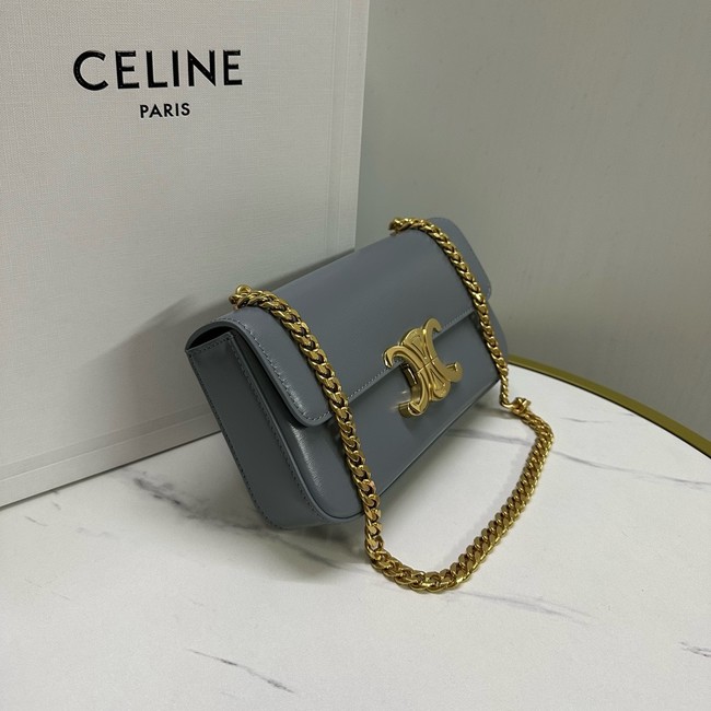 Celine CHAIN SHOULDER BAG TRIOMPHE IN SHINY CALFSKIN 197992 gray