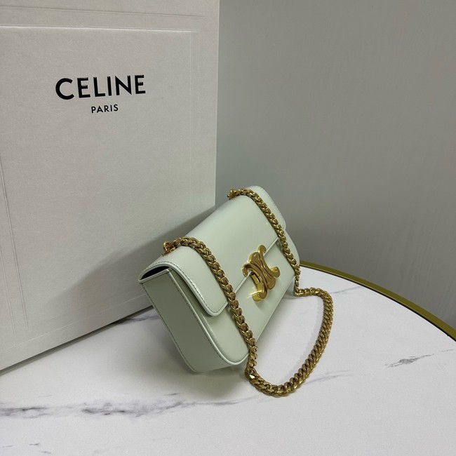 Celine CHAIN SHOULDER BAG TRIOMPHE IN SHINY CALFSKIN 197992 light green