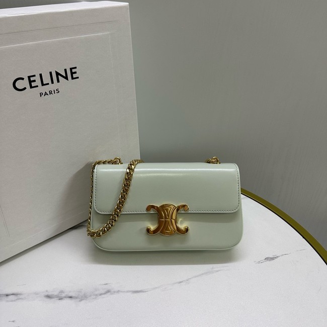 Celine CHAIN SHOULDER BAG TRIOMPHE IN SHINY CALFSKIN 197992 light green