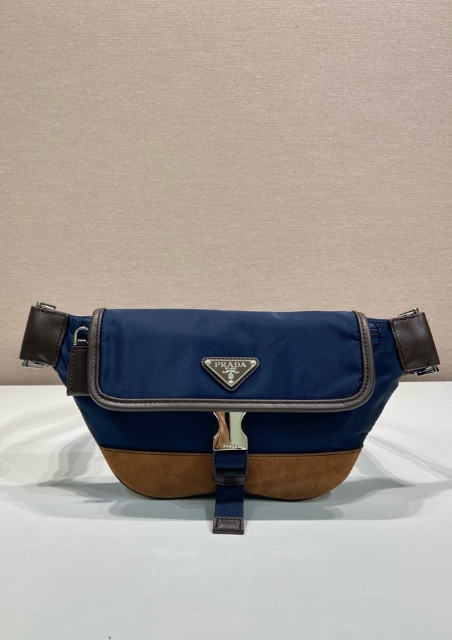 Prada Re-Nylon and suede belt bag 2VH176 blue