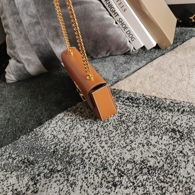 Celine CHAIN SHOULDER BAG TRIOMPHE IN SHINY CALFSKIN 197992 TAN