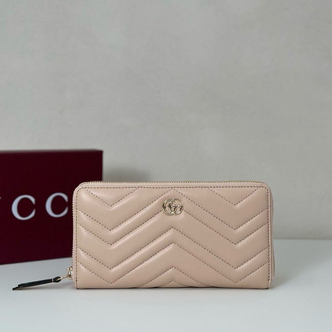 Gucci GG Marmont zip around wallet 837758 pink
