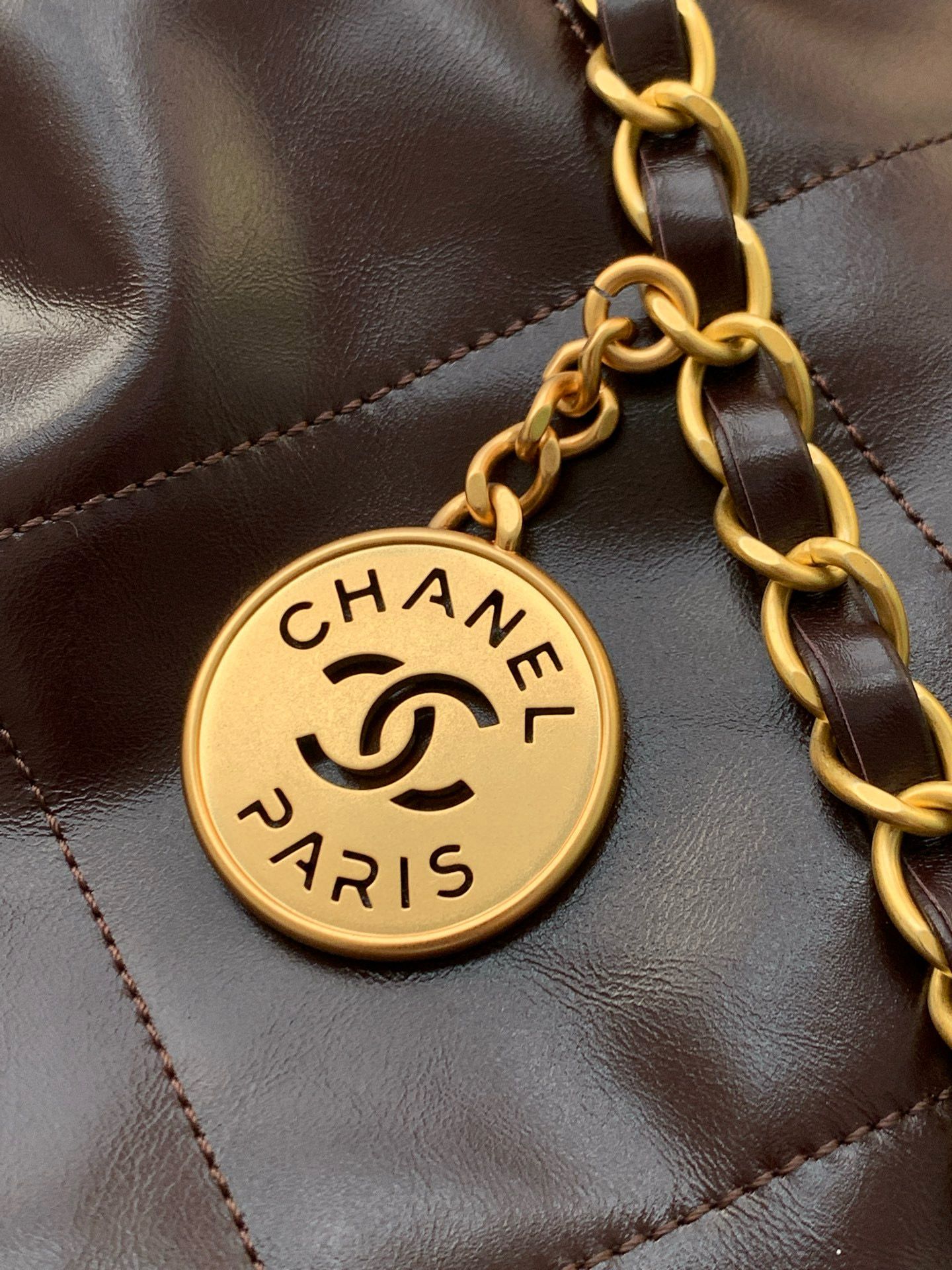 CHANEL 22 MINI HANDBAG AS3260 Dark Brown
