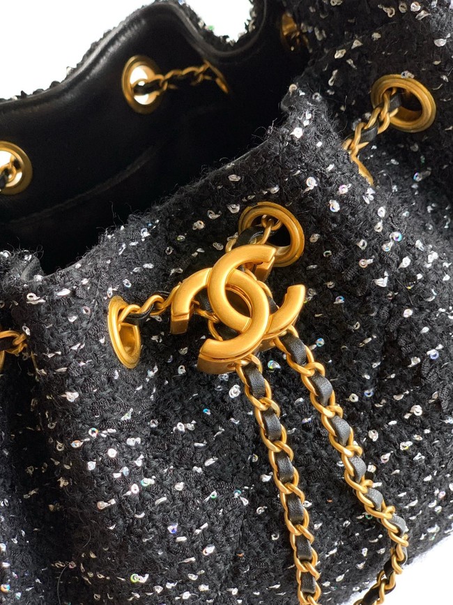 CHANEL 25 MINI HANDBAG Woolen tweed AS5631 black