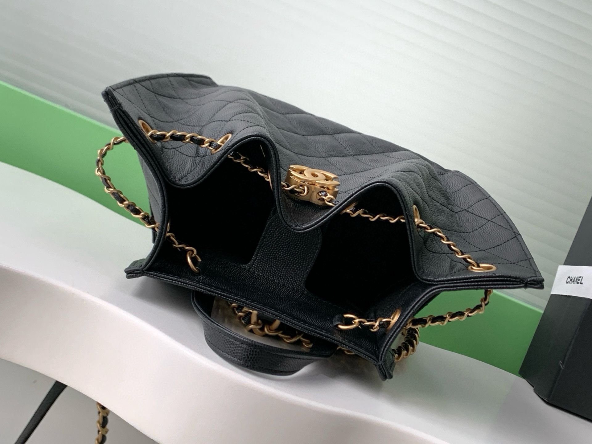 Chanel 25 Bag Original Caviar Leather Backpack AS5600 Black