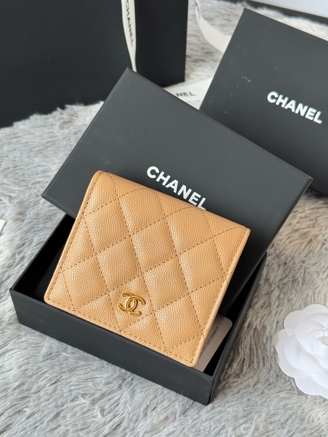 Chanel Leather Wallet A84058 Apricot