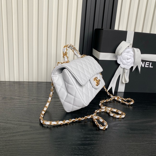 CHANEL Mini Flap Bag with Top Handle AS5701 white