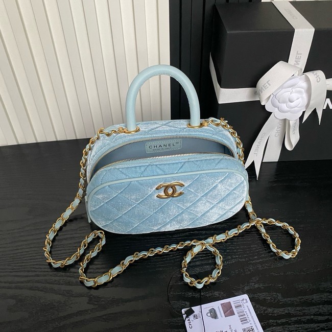 Chanel Velvet Mini Bowling Bag AS5572light blue