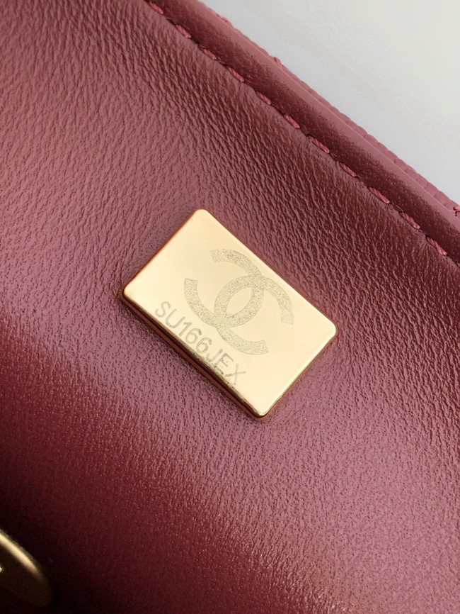 CHANEL Mini Flap Bag with Top Handle AS5702 burgundy
