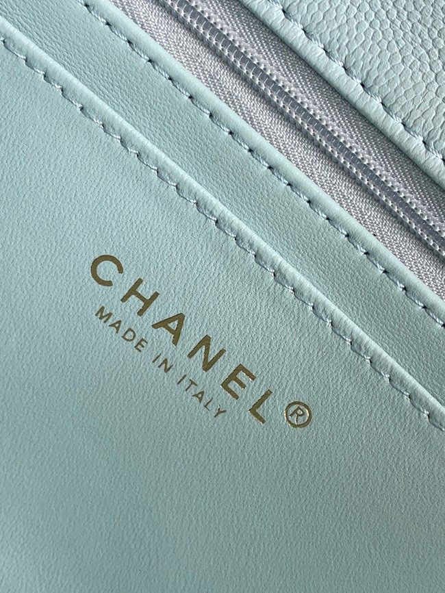 CHANEL Mini Flap Bag with Top Handle AS5702 light blue