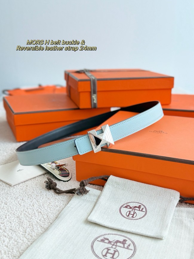 Hermes Epsom calfskin double-sided leather belt 65994