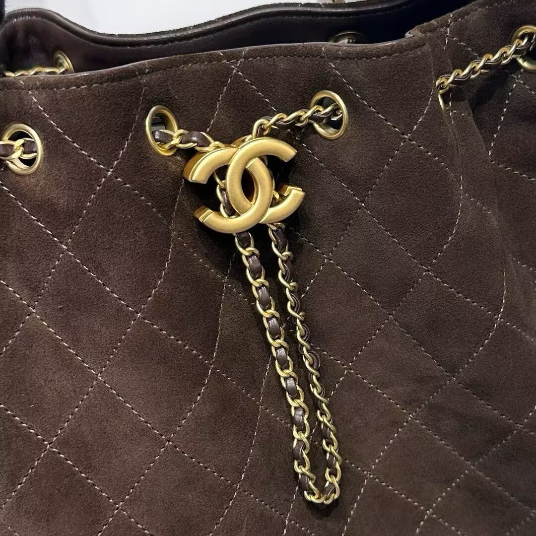 CHANEL 25 Medium Handbag AS5311 Sude Dark Brown