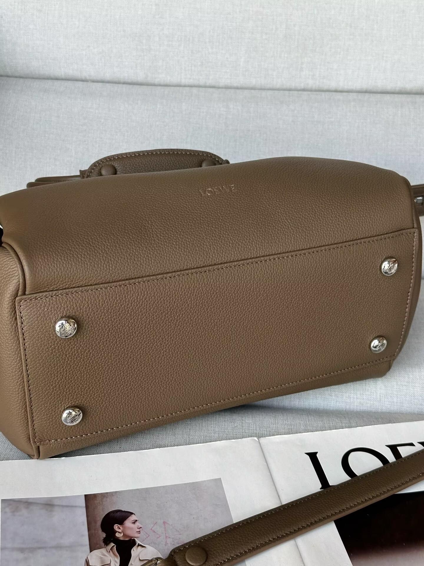 Loewe Madrid Original Leather Anagram Pebble Bag LE0255 Gray