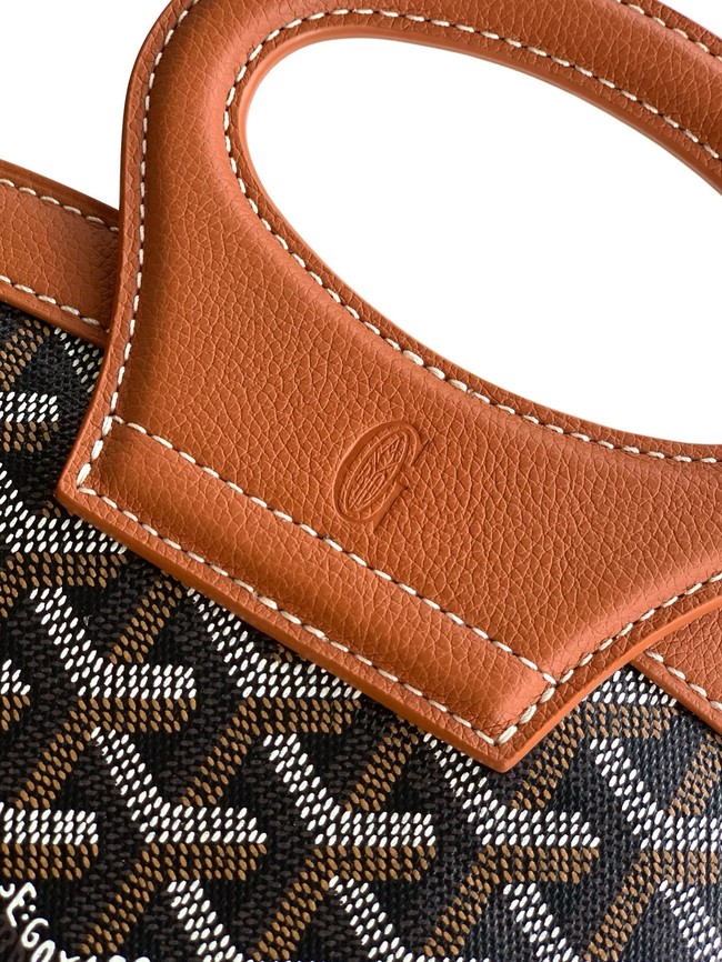 Goyard Calfskin Leather Tote Bag PM 00249 black&brown