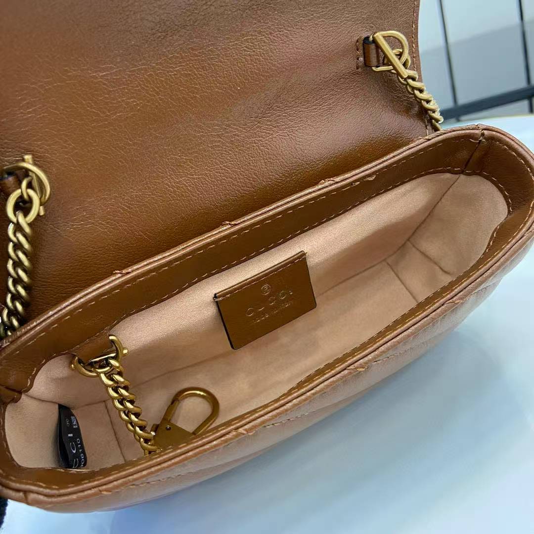 Gucci GG Marmont matelasse super mini bag 476433 brown