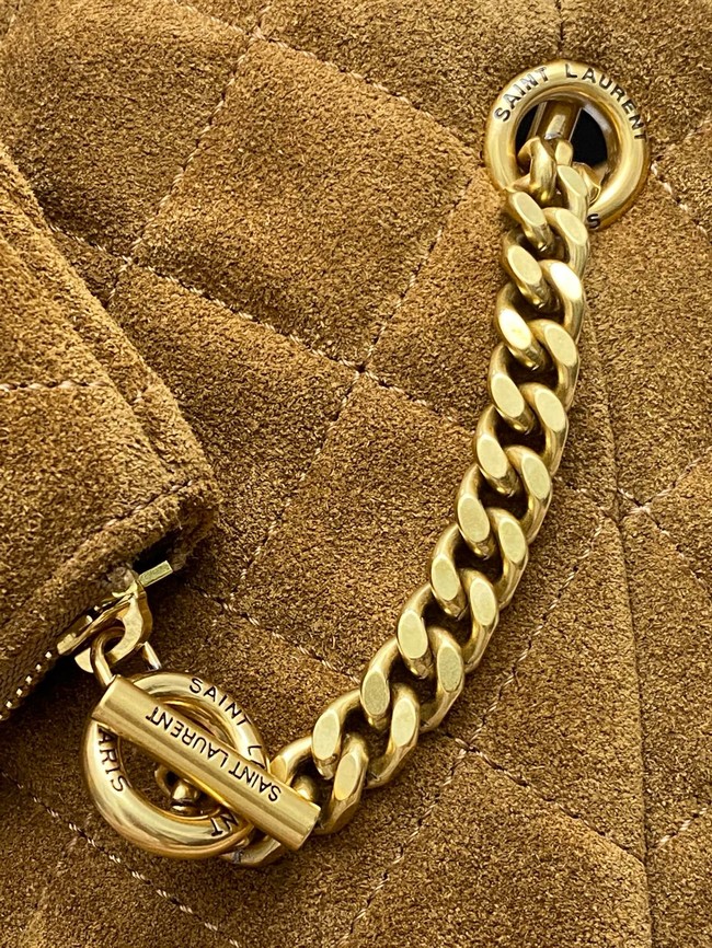 Yves Saint Laurent ICARE MAXI SHOPPING BAG IN QUILTED suede 698651 CARAMEL COGNAC